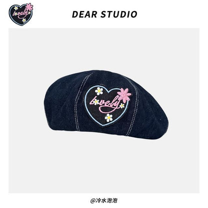 Applique / Denim Beret Hat SpreePicky