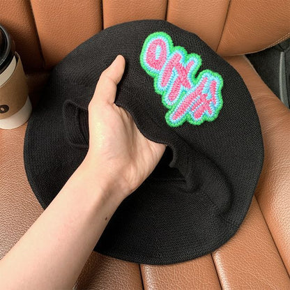 Chinese Characters Applique Knit Beret Hat SpreePicky