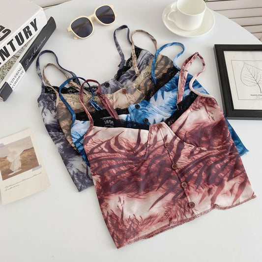 Spaghetti Strap Tie Dye Crop Bustier Top mySite