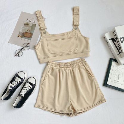 Set: Plain Crop Tank Top + Shorts mySite