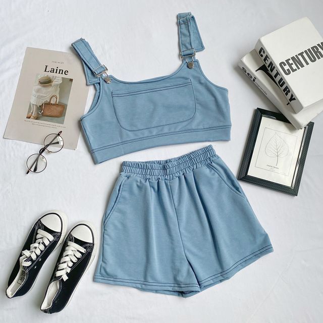 Set: Plain Crop Tank Top + Shorts mySite