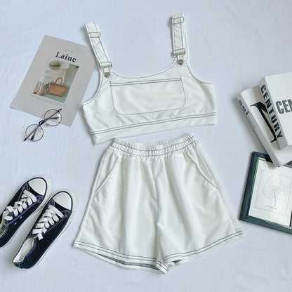 Set: Plain Crop Tank Top + Shorts mySite