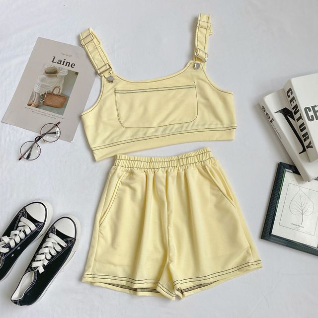 Set: Plain Crop Tank Top + Shorts mySite