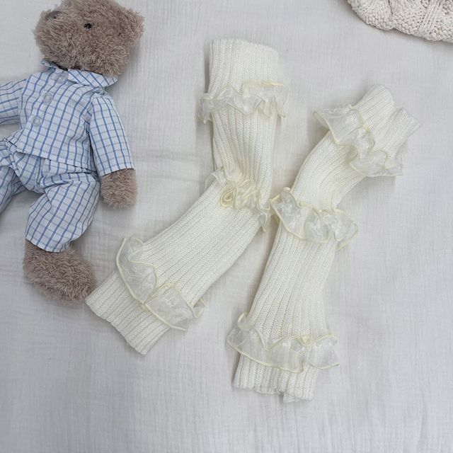 Ruffle Trim Ribbed Knit Leg Warmers SpreePicky