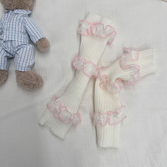 Ruffle Trim Ribbed Knit Leg Warmers SpreePicky