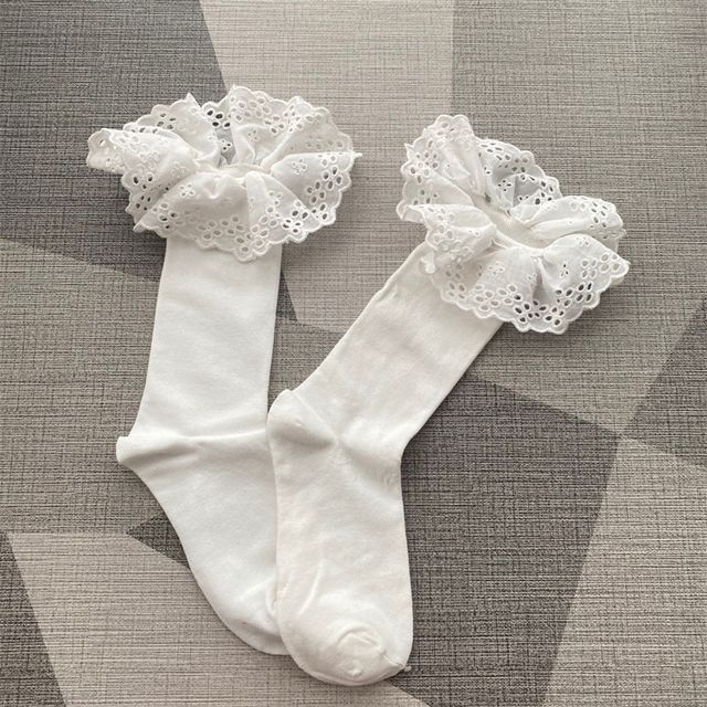 Plain Eyelet Lace Ruffled Socks SpreePicky