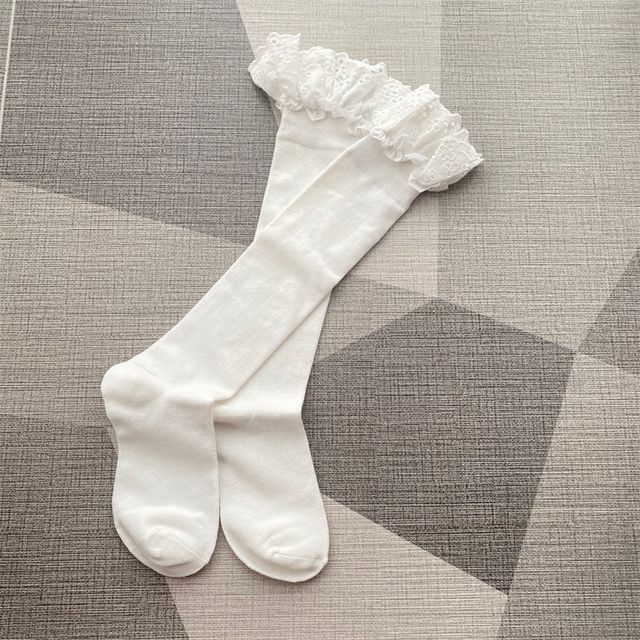 Plain Eyelet Lace Ruffled Socks SpreePicky
