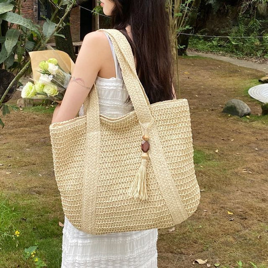 Woven Tasseled Tote Bag SpreePicky