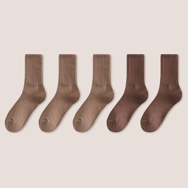 Set of 5: Plain Ribbed Socks SpreePicky