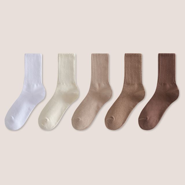 Set of 5: Plain Ribbed Socks SpreePicky