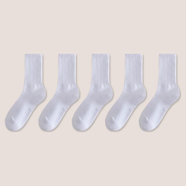 Set of 5: Plain Ribbed Socks SpreePicky