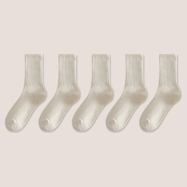 Set of 5: Plain Ribbed Socks SpreePicky