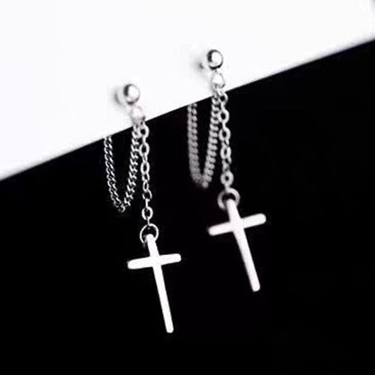 Bar / Cross Chain Sterling Silver Dangle Earring SpreePicky