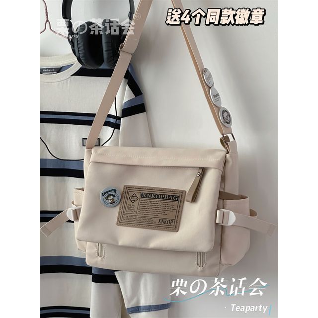 Lettering Label Applique Flap Crossbody Bag SpreePicky