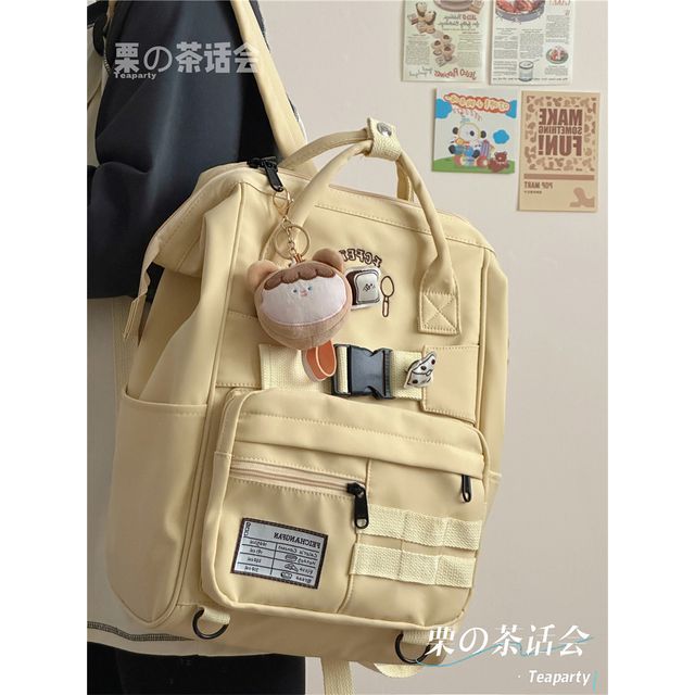 Bread Embroidered Top Handle Buckled Backpack / Charm / Set SpreePicky