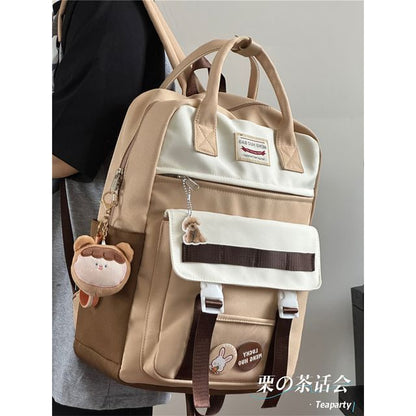 Color Block Top Handle Backpack / Charm / Set SpreePicky