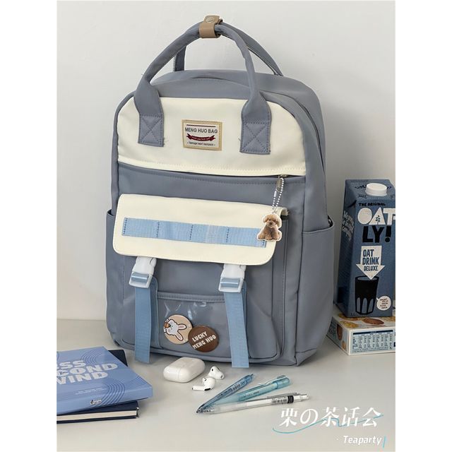 Color Block Top Handle Backpack / Charm / Set SpreePicky