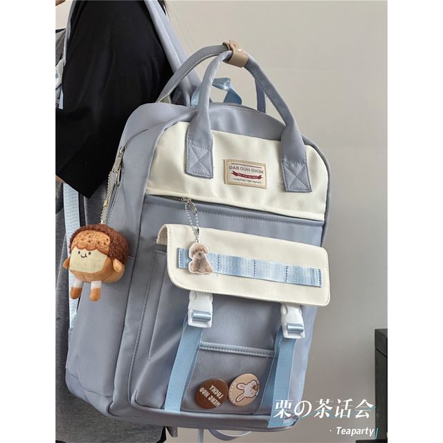 Color Block Top Handle Backpack / Charm / Set SpreePicky