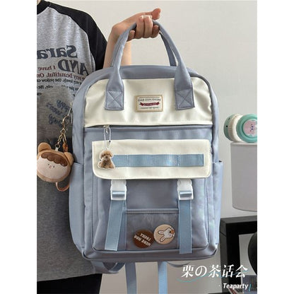 Color Block Top Handle Backpack / Charm / Set SpreePicky