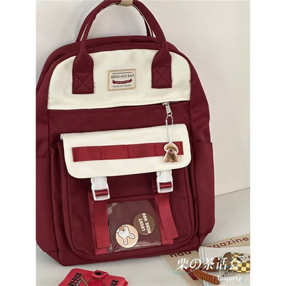 Color Block Top Handle Backpack / Charm / Set SpreePicky