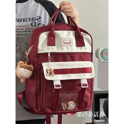 Color Block Top Handle Backpack / Charm / Set SpreePicky