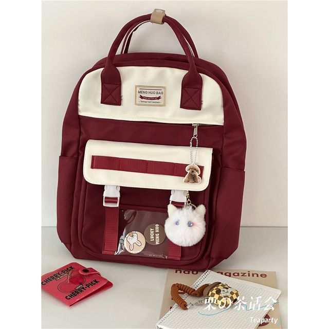 Color Block Top Handle Backpack / Charm / Set SpreePicky