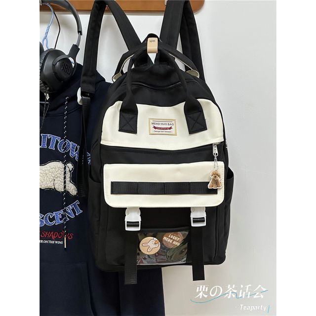 Color Block Top Handle Backpack / Charm / Set SpreePicky