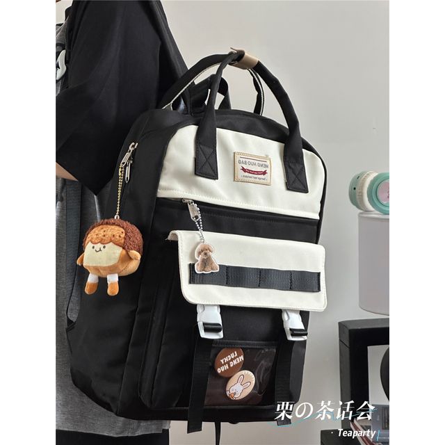 Color Block Top Handle Backpack / Charm / Set SpreePicky