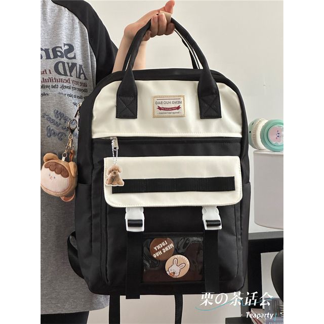 Color Block Top Handle Backpack / Charm / Set SpreePicky