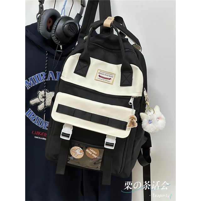 Color Block Top Handle Backpack / Charm / Set SpreePicky