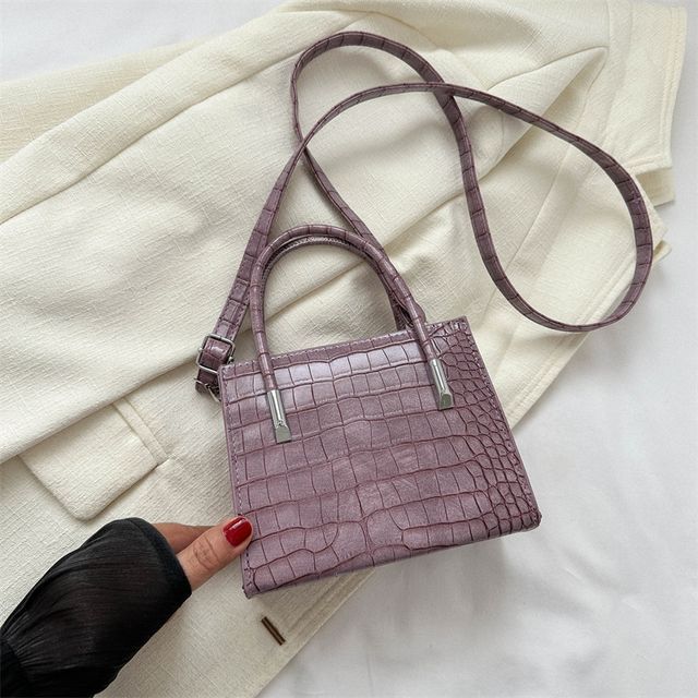 Crocodile Grain Top Handle Crossbody Bag SpreePicky