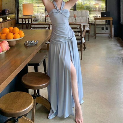 Halter Plain Slit Maxi A SpreePicky