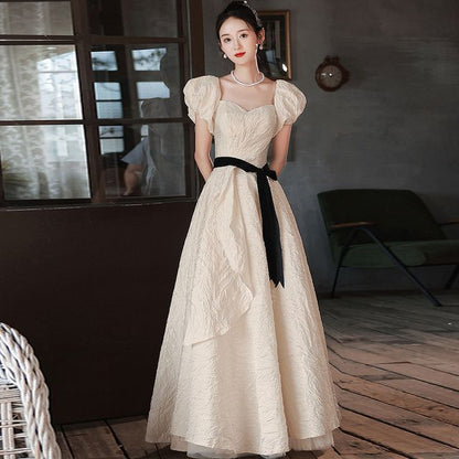 Short-Sleeve Sweetheart Neckline A-Line Evening Gown SpreePicky