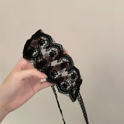 Cat Ear Chenille Headband / Lace Eye Mask / Set SpreePicky