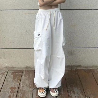 Low Rise Loose-Fit Wide-Leg Cargo Harem Pants SpreePicky