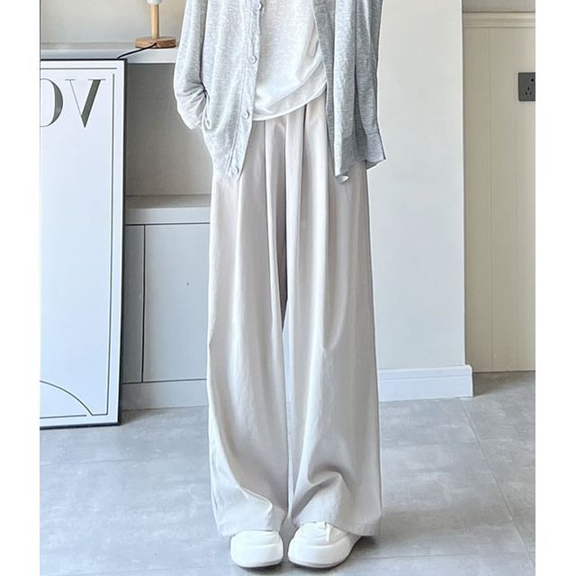 High Rise Plain Pocketed Wide Leg Sweatpants SpreePicky