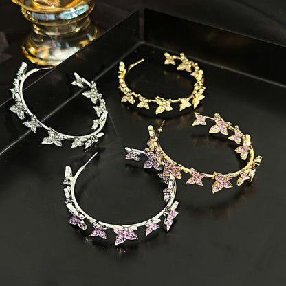 Butterfly Rhinestone Hoop Earring SpreePicky