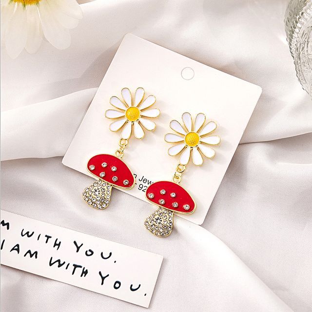 Mushroom Rhinestone Drop Earring SpreePicky