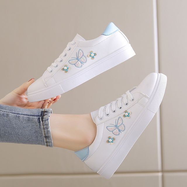 Butterfly Lace Up Sneakers SpreePicky