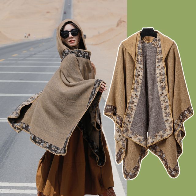 Floral Trim Hooded Cape SpreePicky