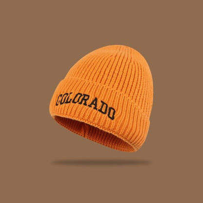 Lettering Embroidered Knit Beanie SpreePicky