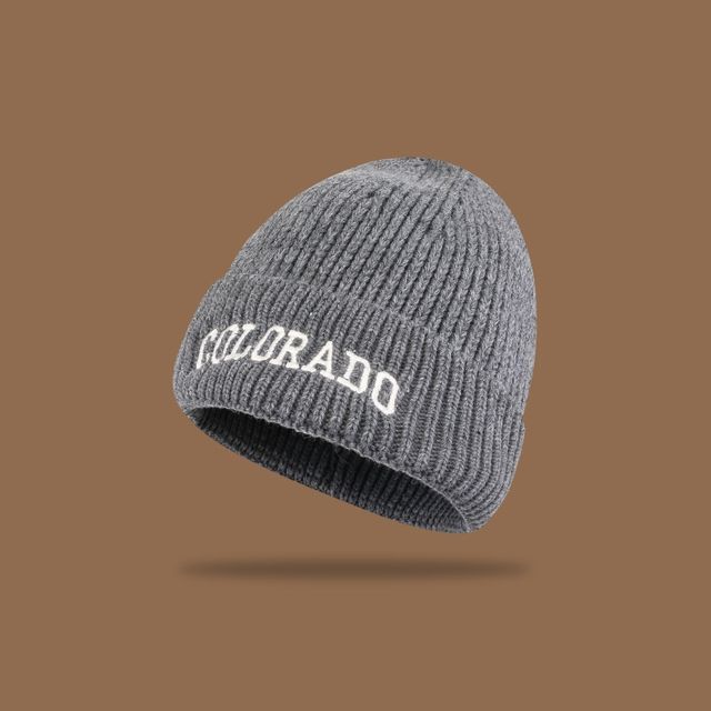 Lettering Embroidered Knit Beanie SpreePicky