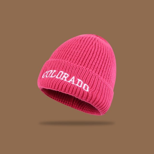 Lettering Embroidered Knit Beanie SpreePicky