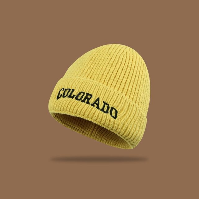 Lettering Embroidered Knit Beanie SpreePicky