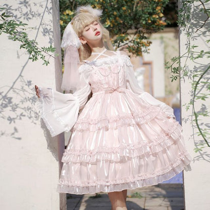 Spaghetti Strap Bow Two Tone Lolita A-Line Dress mySite