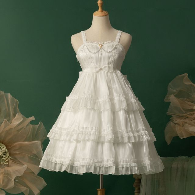 Spaghetti Strap Bow Two Tone Lolita A-Line Dress mySite