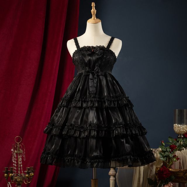 Spaghetti Strap Bow Two Tone Lolita A-Line Dress mySite