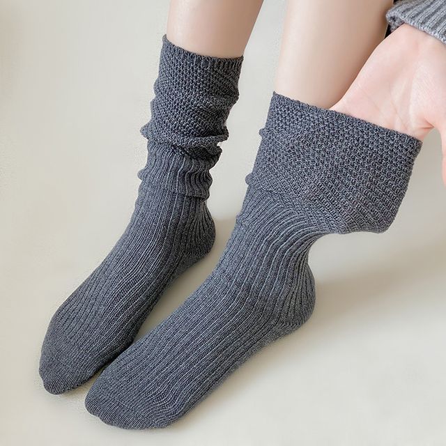 Plain Ribbed Knit Socks SpreePicky