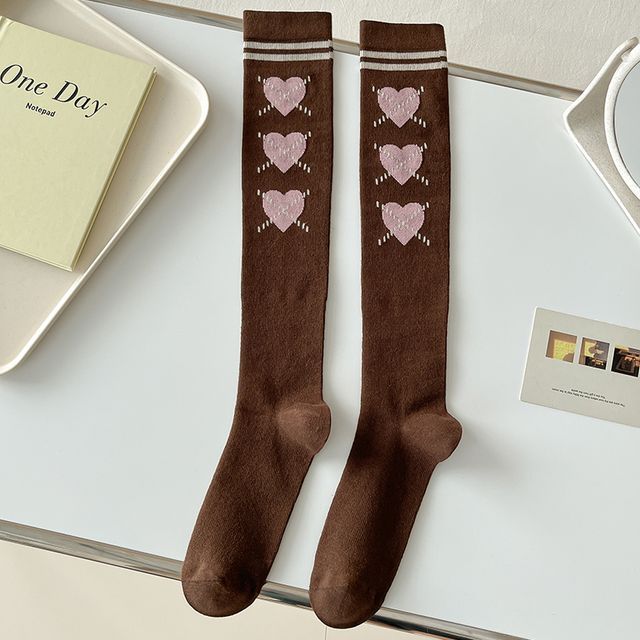 Heart Print Tall Socks SpreePicky