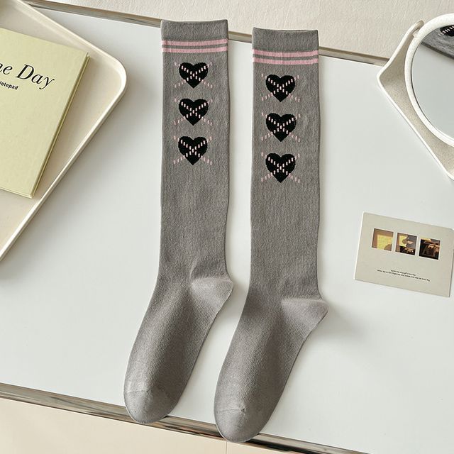 Heart Print Tall Socks SpreePicky